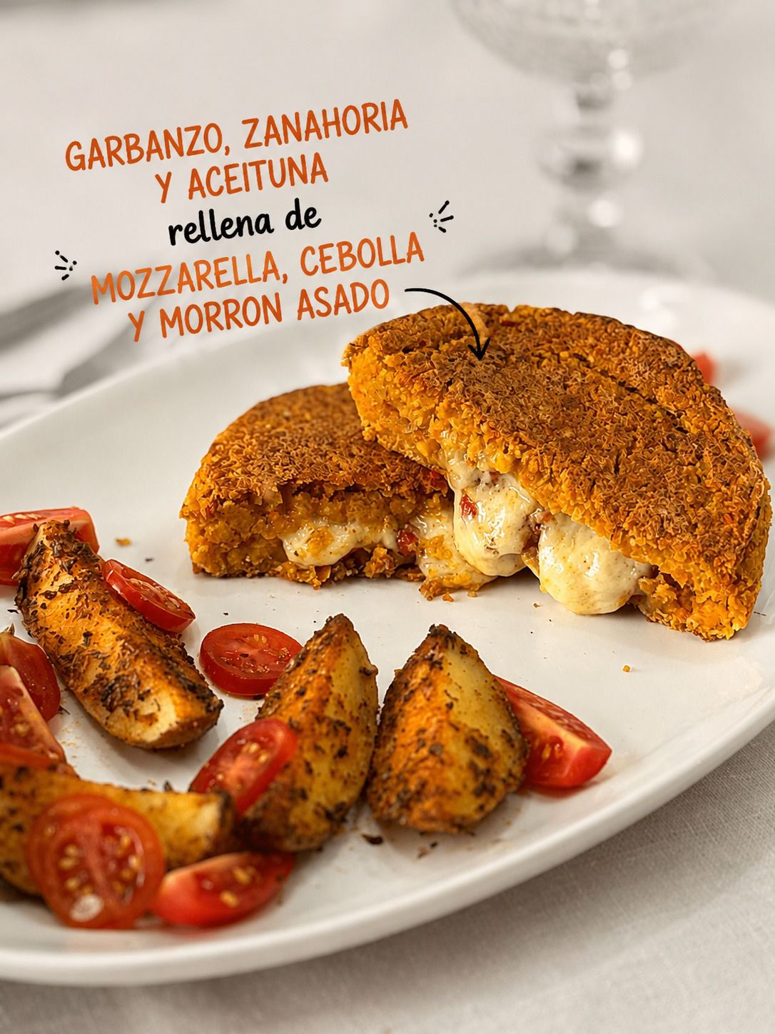 13 - Garbanzo, zanahoria y aceituna rellenas de morrón asado, queso mozzarella y cebolla