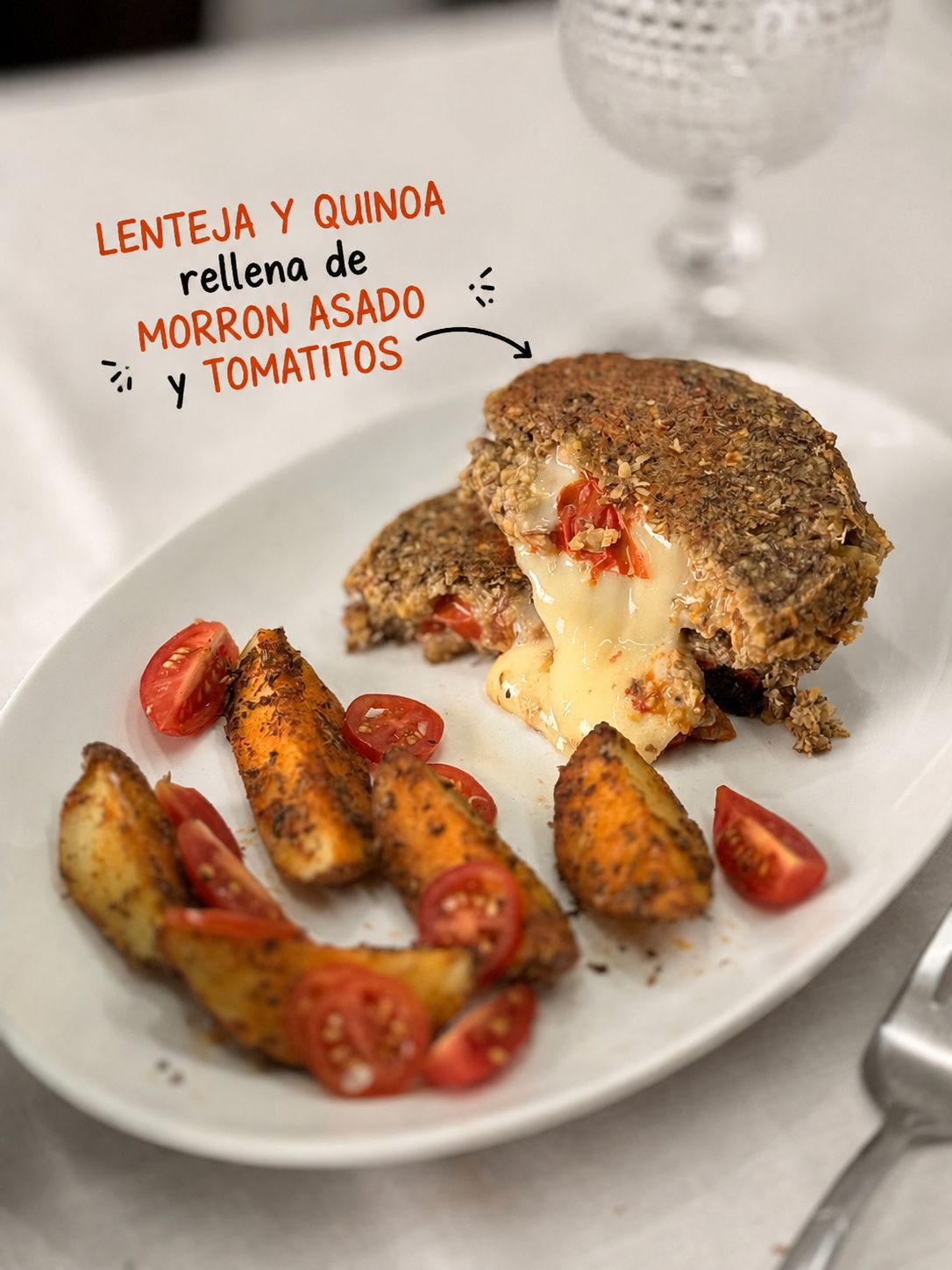 14 - Lenteja y quinoa rellenas de tomates cherry confitados y queso mozzarella